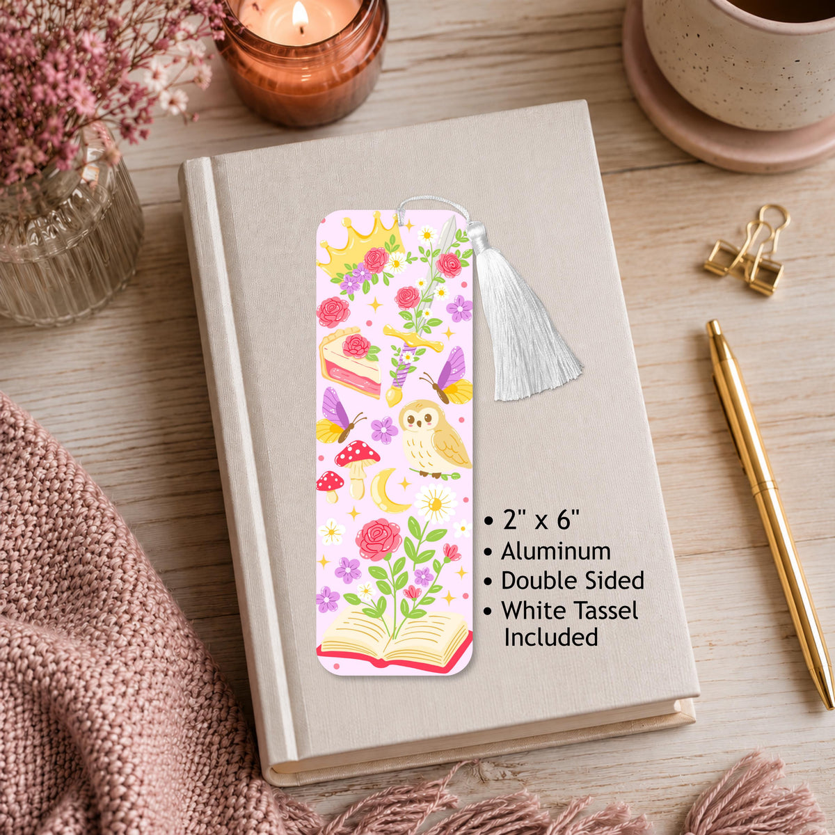 Fantasy Book Lover Floral Aluminum Bookmark