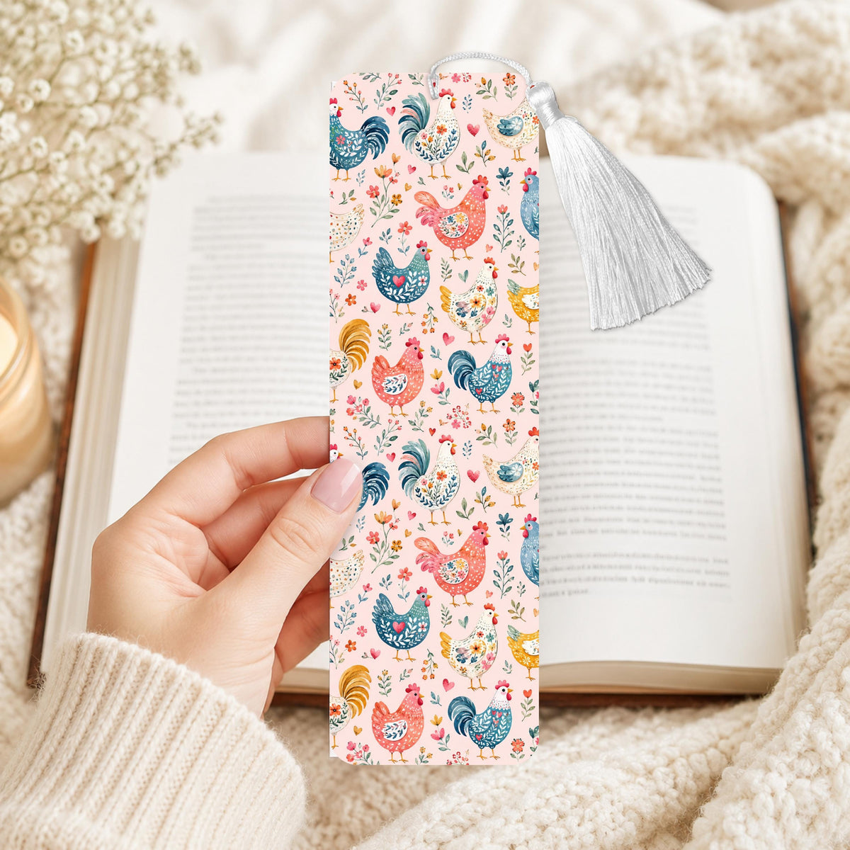 Country Chickens Aluminum Bookmark
