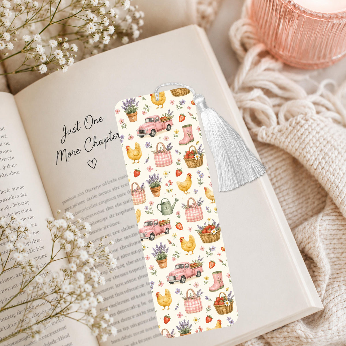 Pink Country Farm Aluminum Bookmark