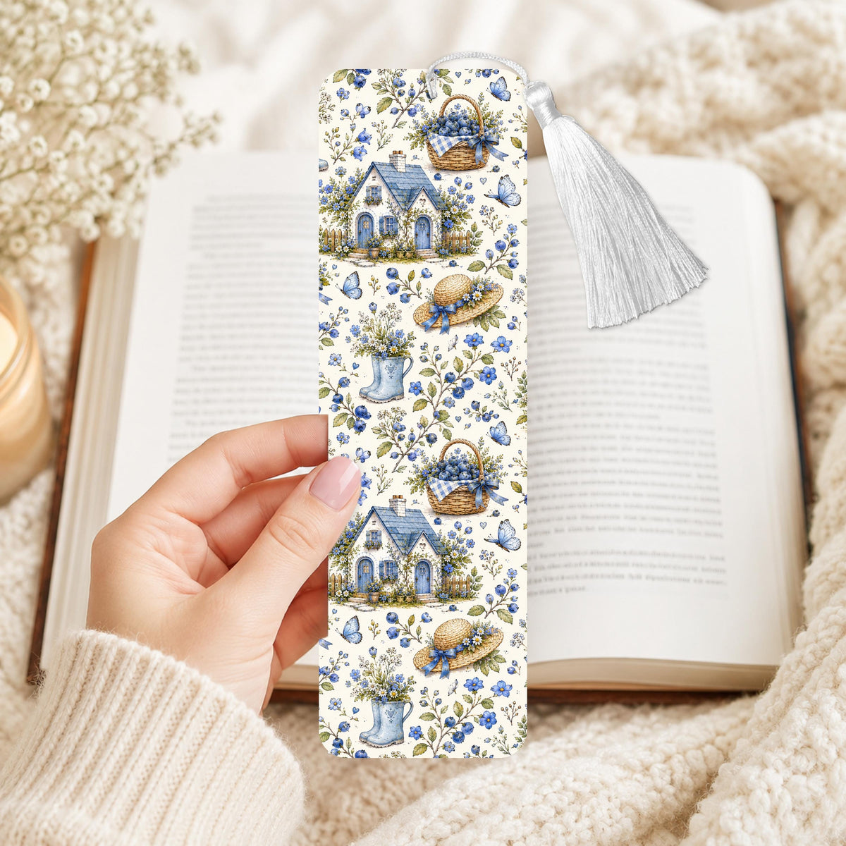 Blueberry Cottage Aluminum Bookmark