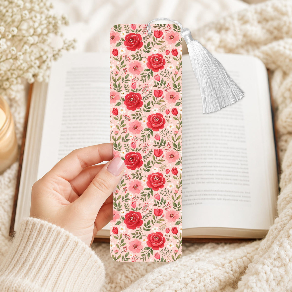 Red And Pink Roses Aluminum Bookmark