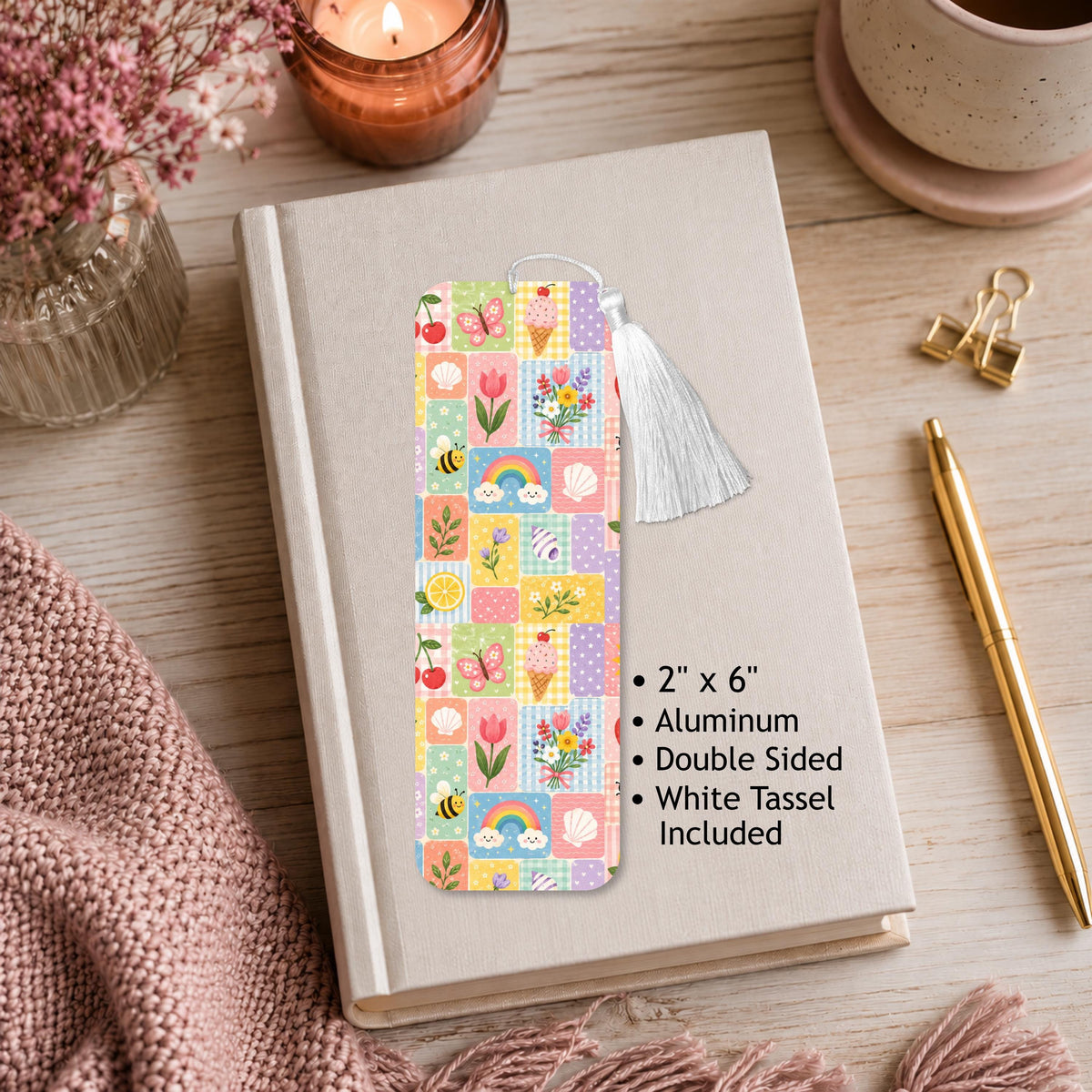 Summer Rainbow And Ice Cream Aluminum Bookmark