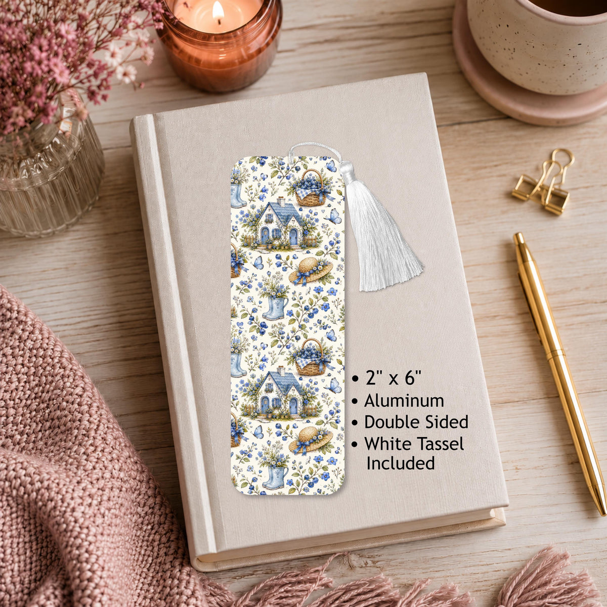 Blueberry Cottage Aluminum Bookmark