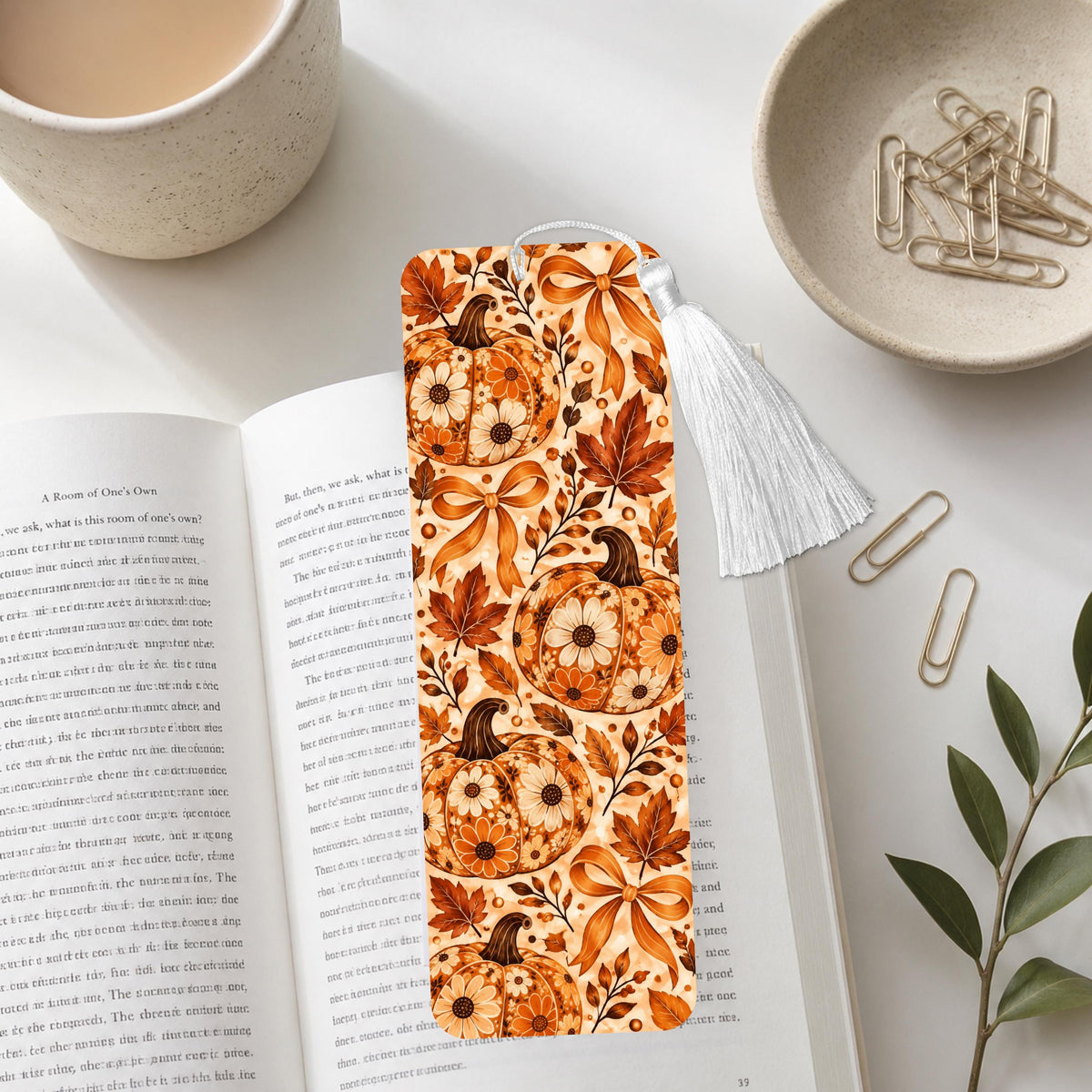 Fall Pumpkin Aluminum Bookmark