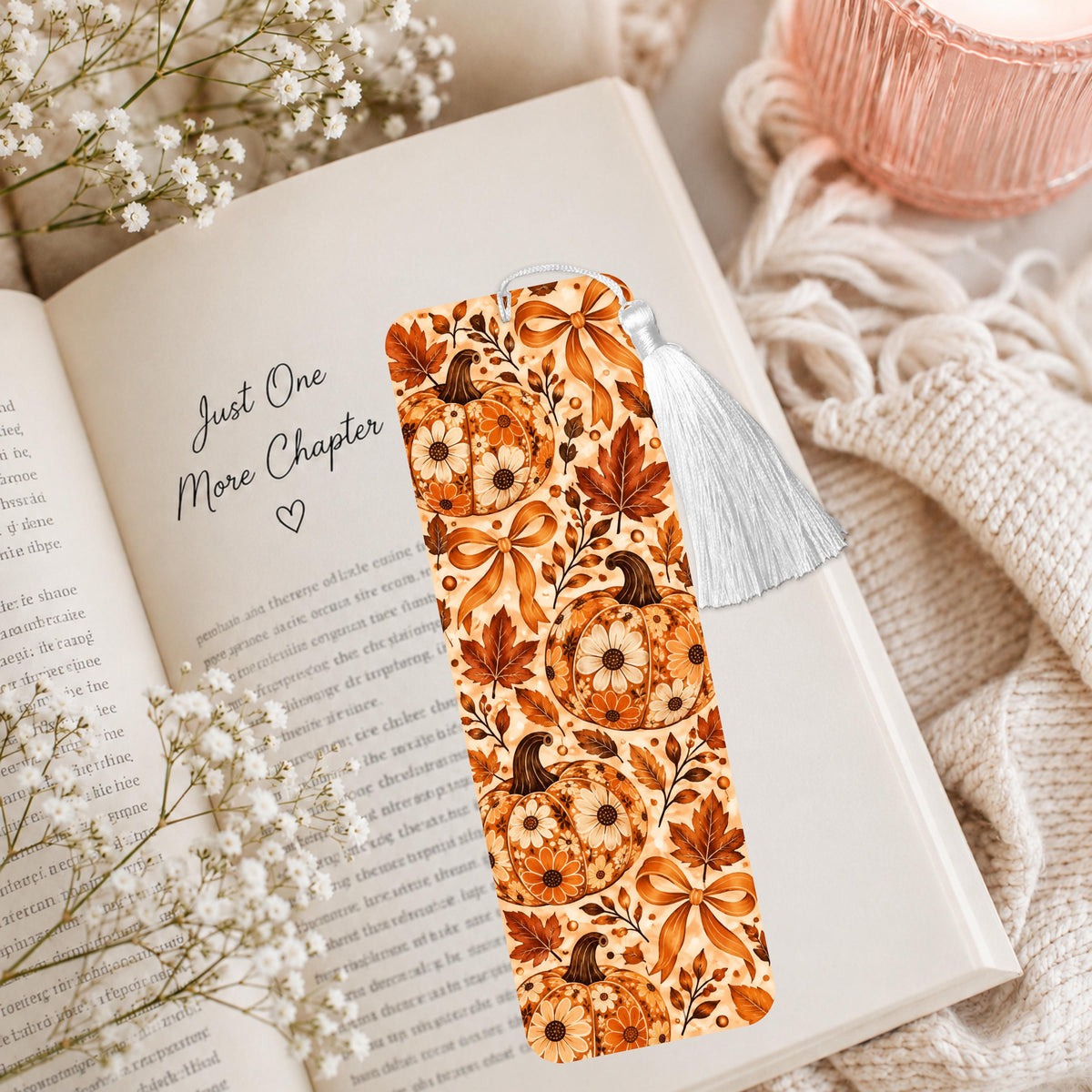 Fall Pumpkin Aluminum Bookmark