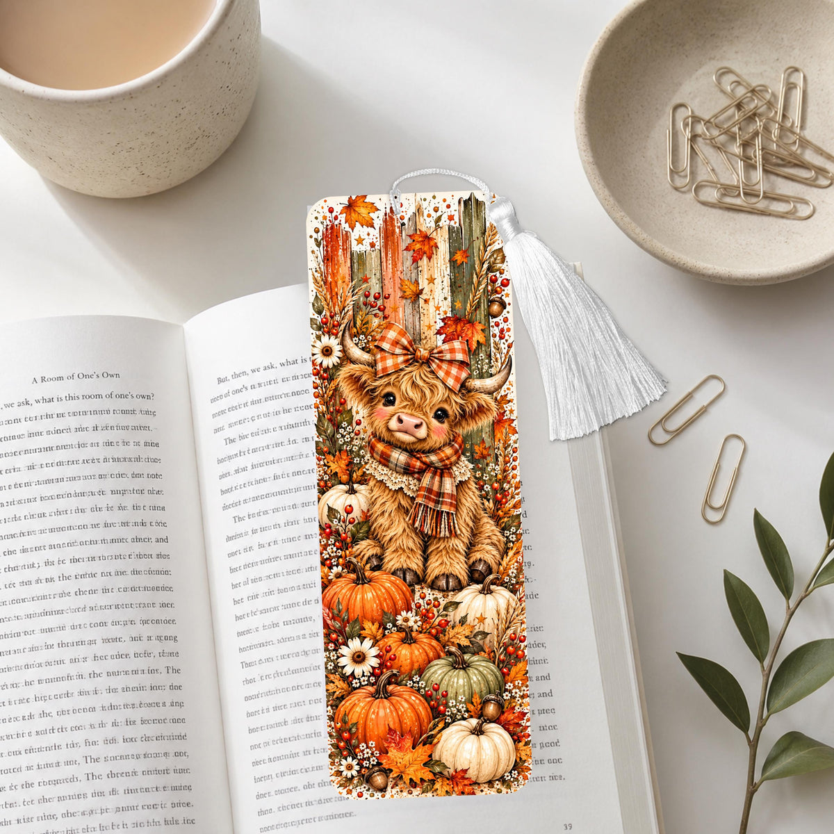 Fall Highland Cow Aluminum Bookmark