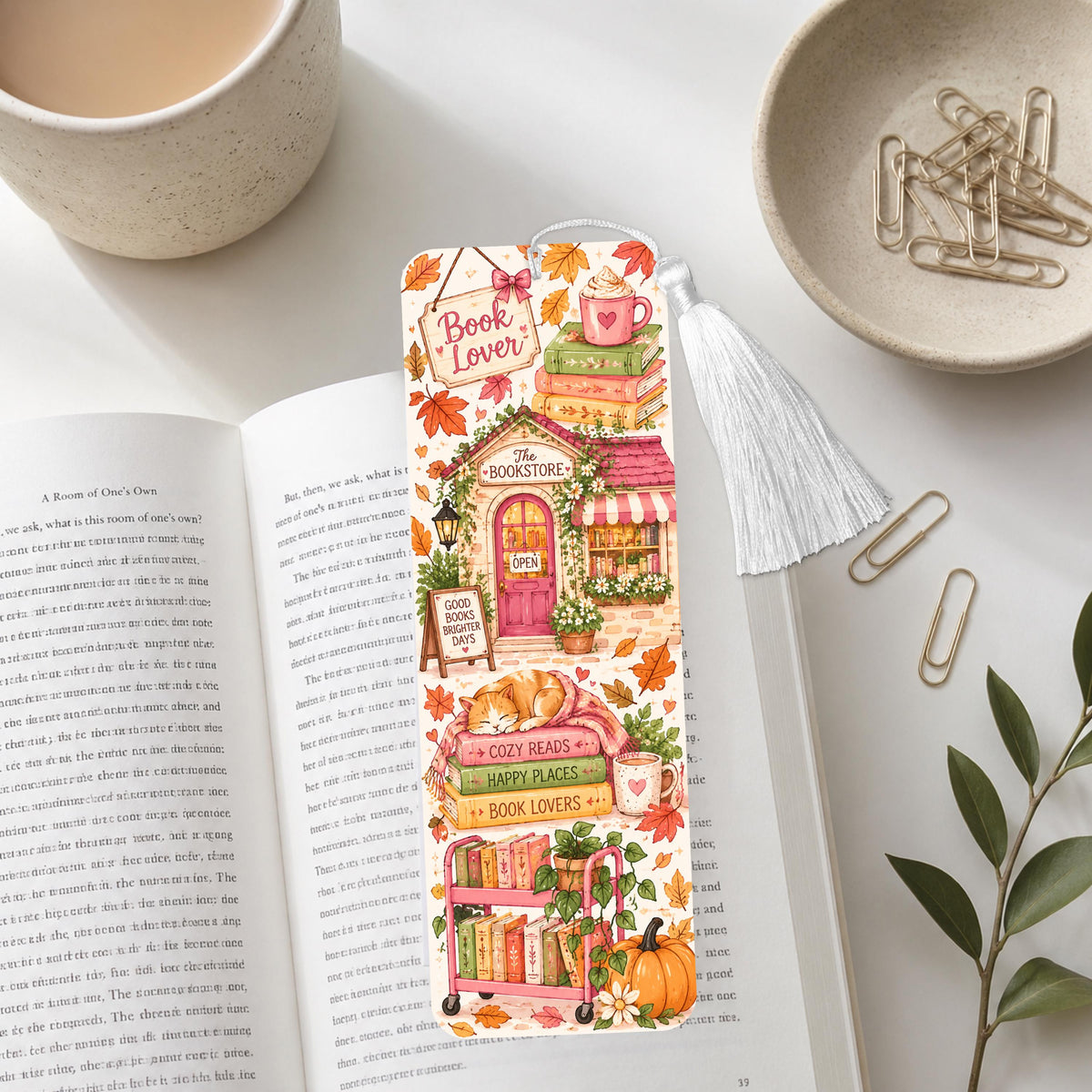 Cozy Reads Bookstore Aluminum Bookmark