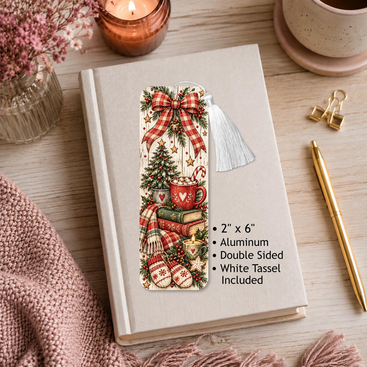 Cozy Country Christmas Aluminum Bookmark