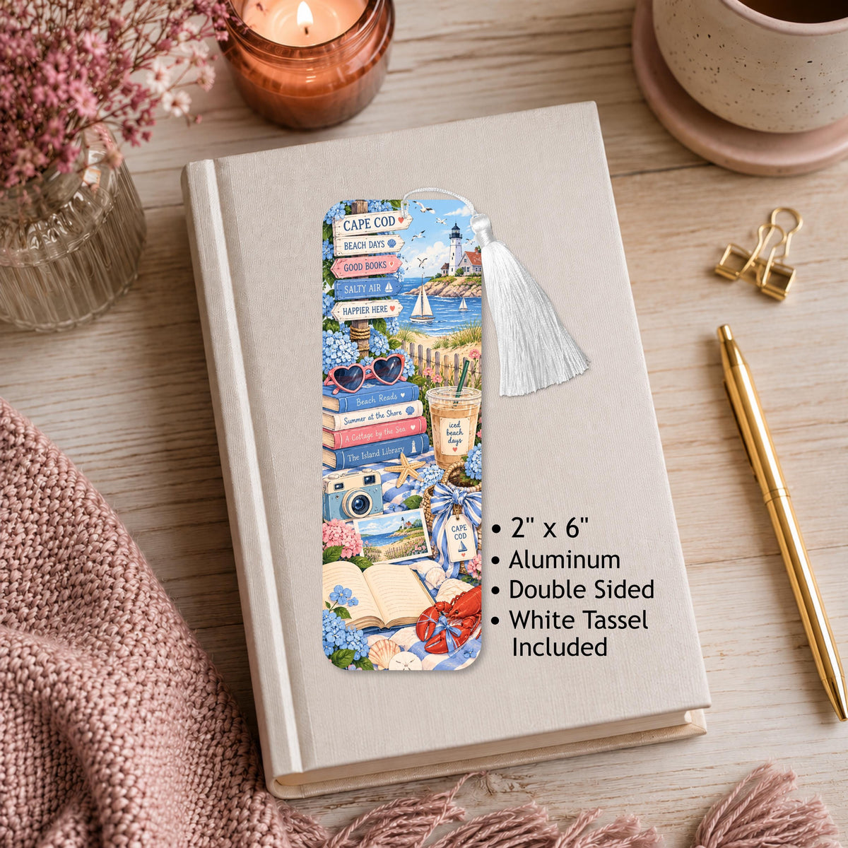 Bookish Cape Cod Aluminum Bookmark