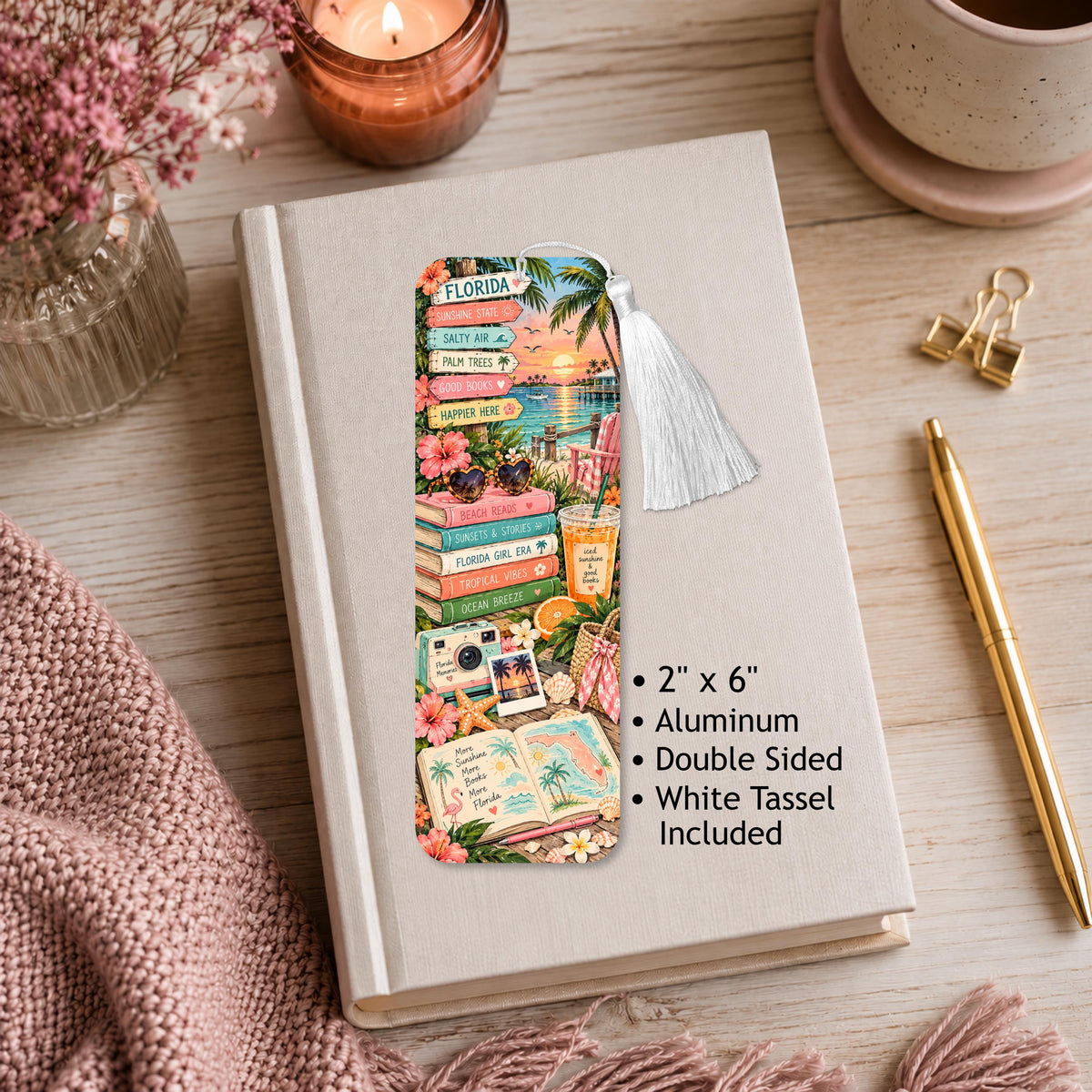 Bookish Florida Aluminum Bookmark