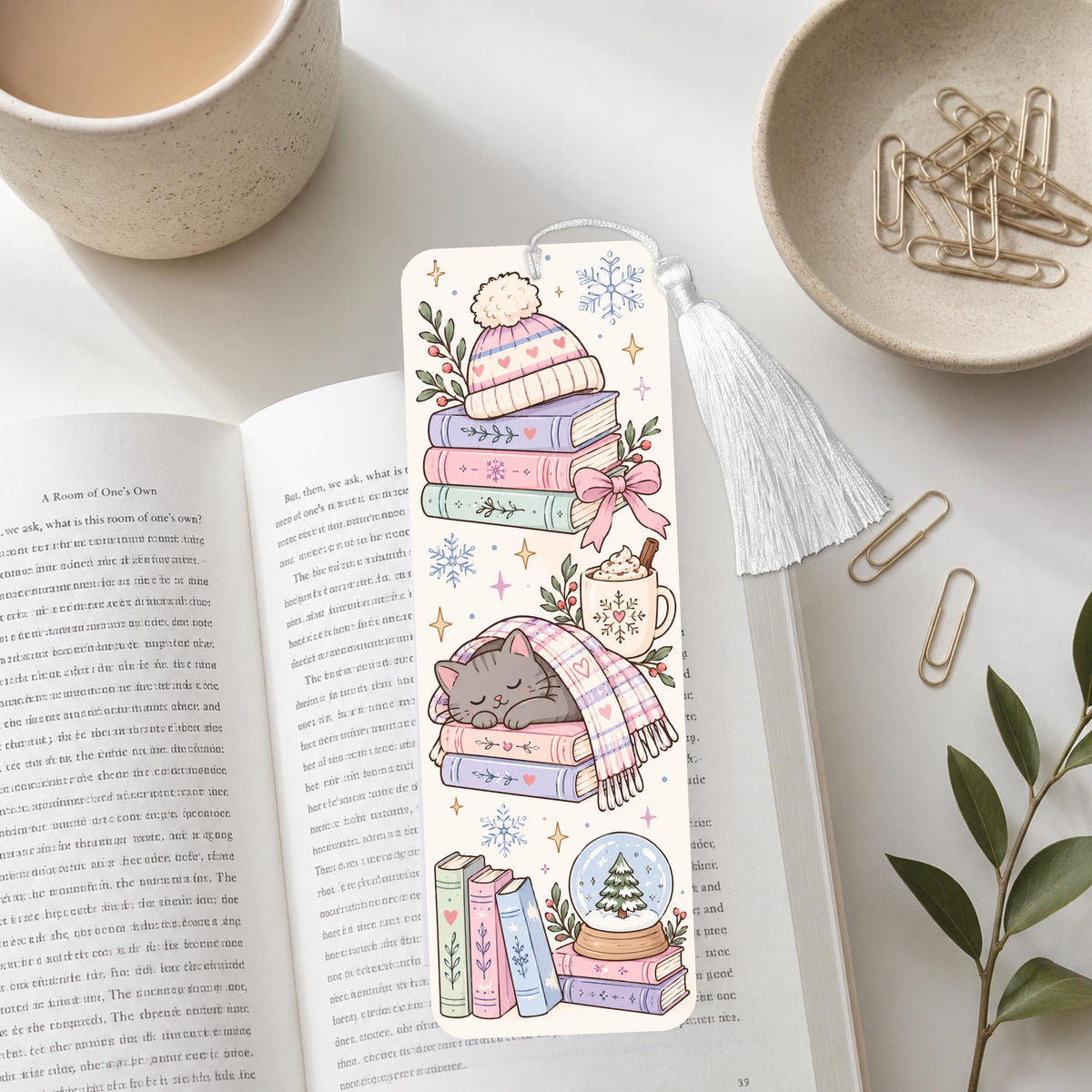 Cozy Winter Cat Aluminum Bookmark
