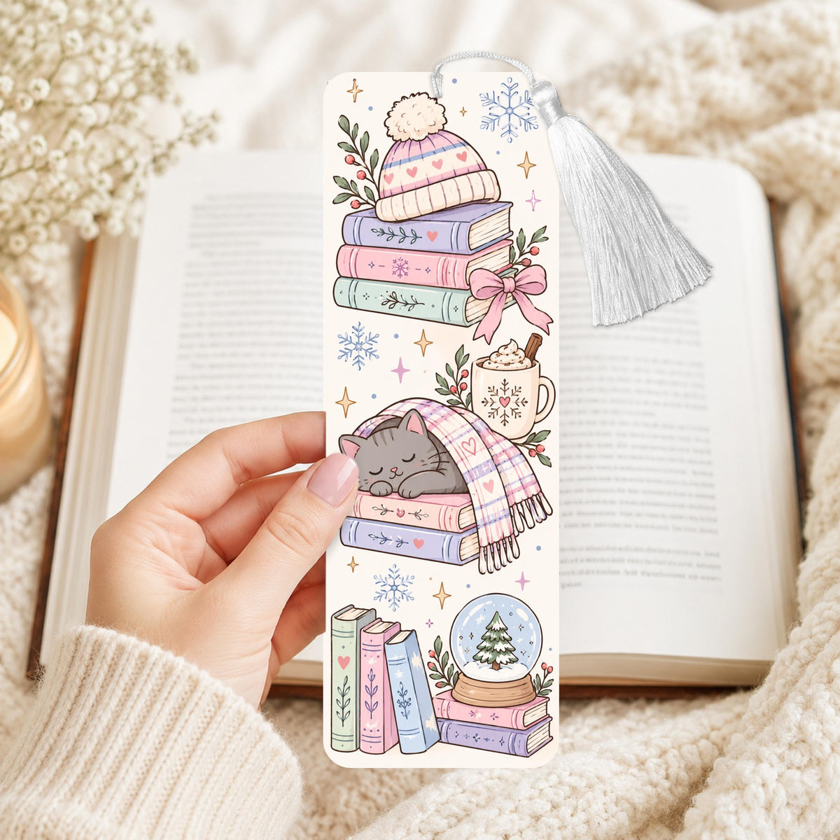 Cozy Winter Cat Aluminum Bookmark