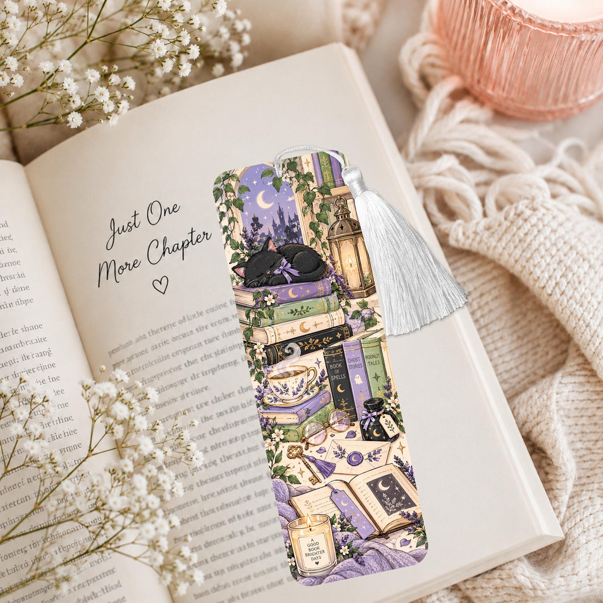 Celestial Black Cat  Aluminum Bookmark