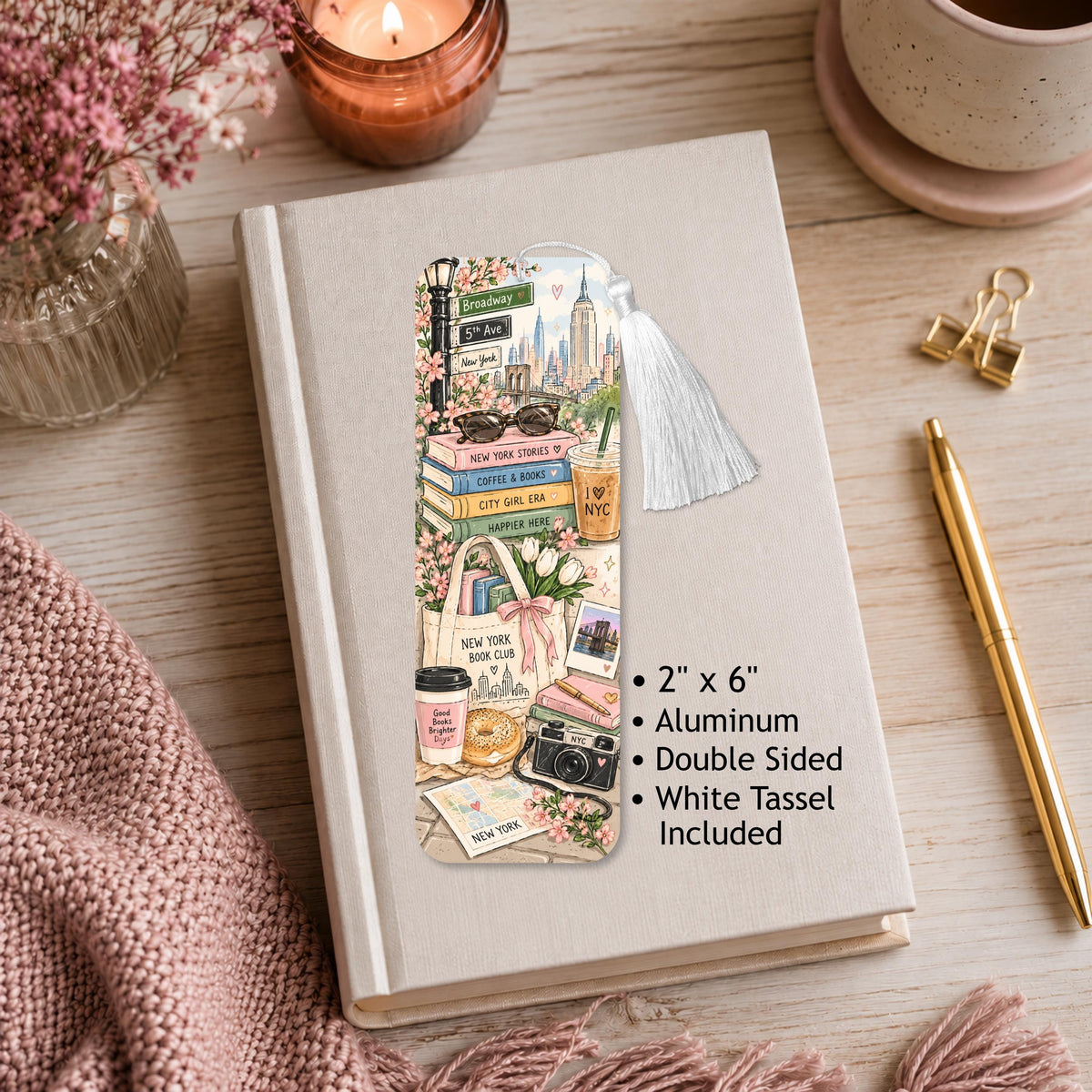 Bookish New York Aluminum Bookmark