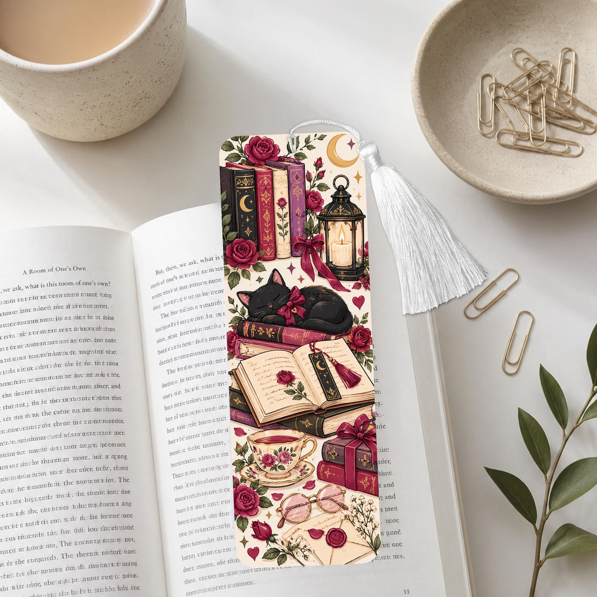 Black Cat Romance Aluminum Bookmark