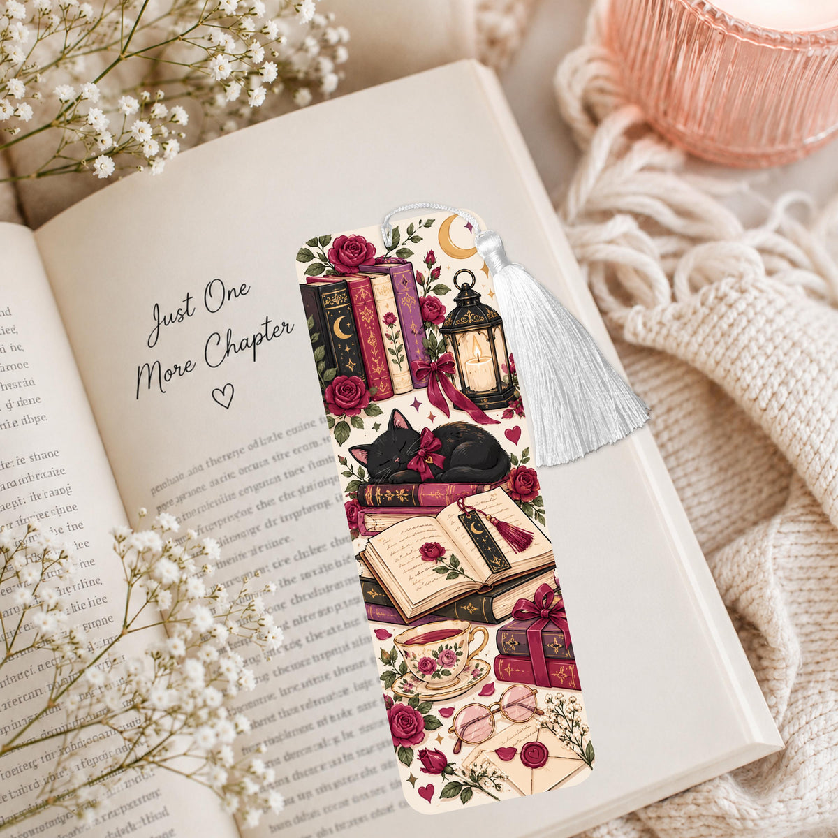 Black Cat Romance Aluminum Bookmark