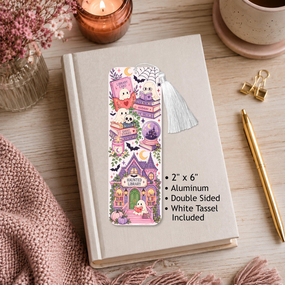 Haunted Library Aluminum Bookmark