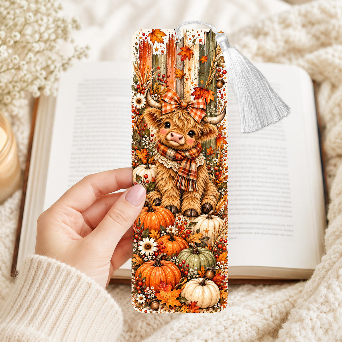 Fall Highland Cow Aluminum Bookmark