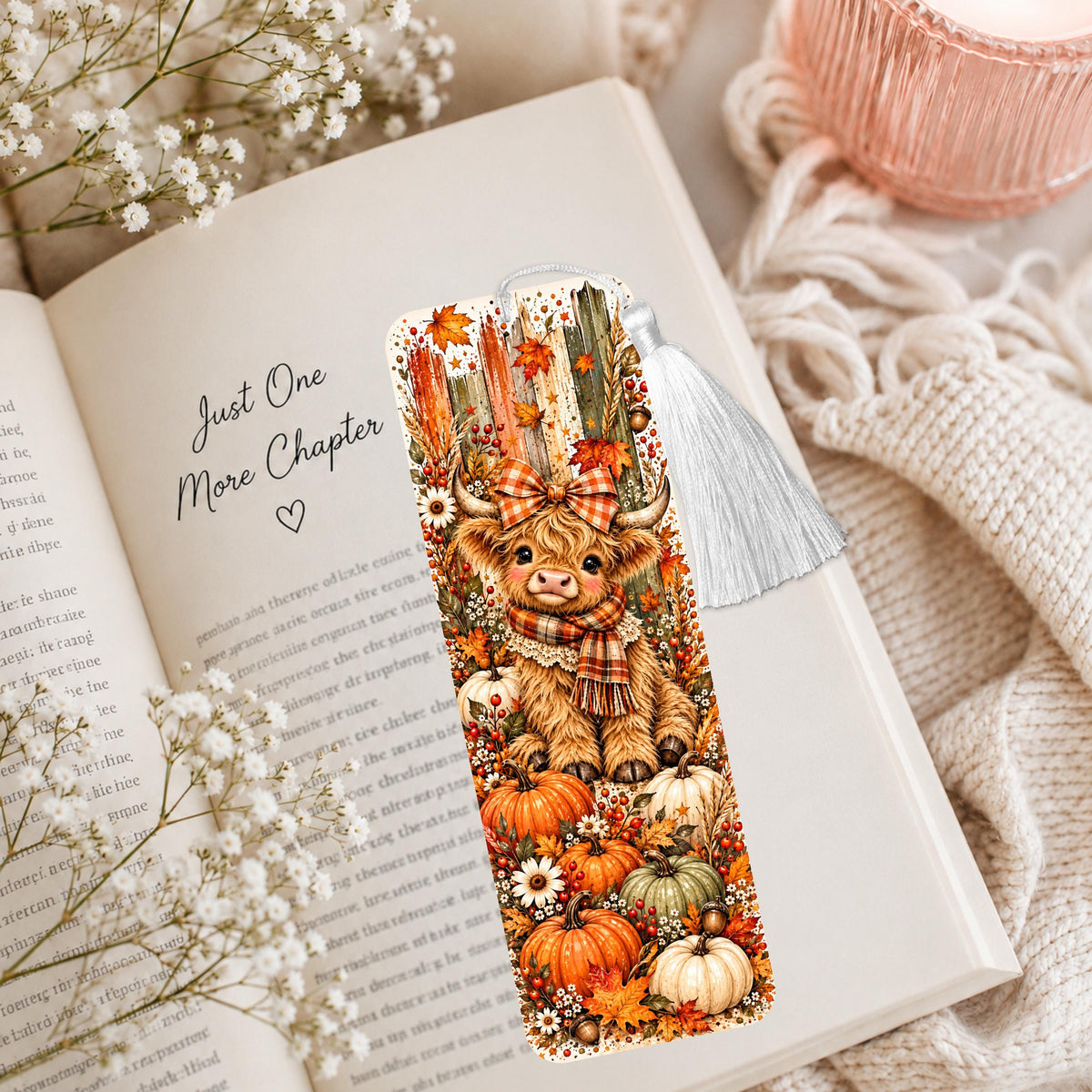 Fall Highland Cow Aluminum Bookmark