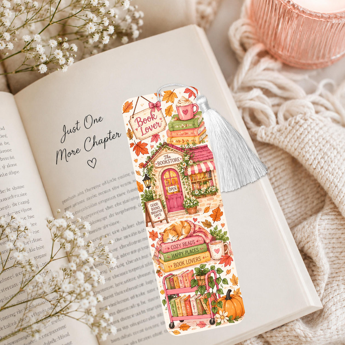 Cozy Reads Bookstore Aluminum Bookmark