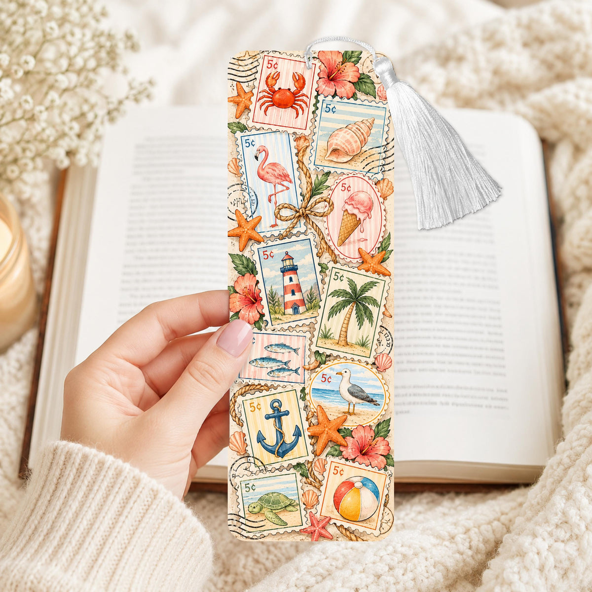 Summer Ocean Postage Aluminum Bookmark