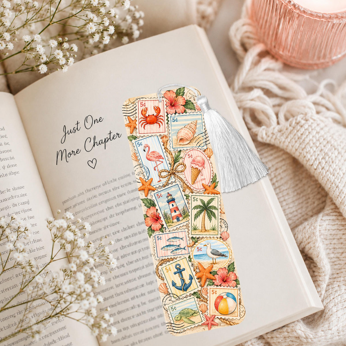 Summer Ocean Postage Aluminum Bookmark