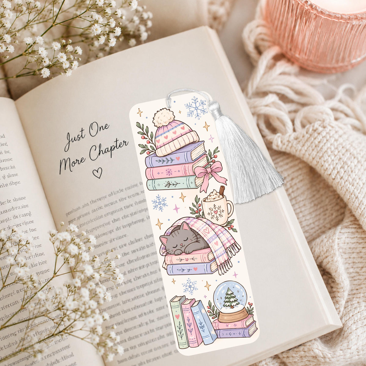 Cozy Winter Cat Aluminum Bookmark