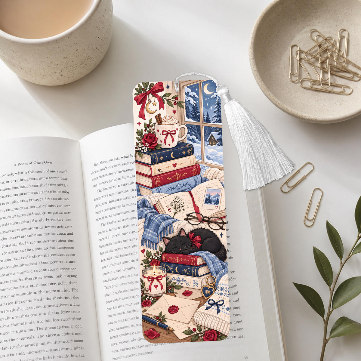 Bookish Black Cat Aluminum Bookmark