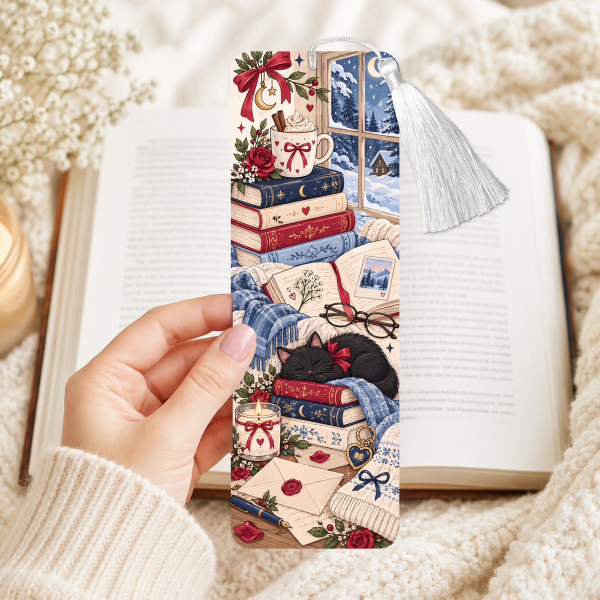 Bookish Black Cat Aluminum Bookmark