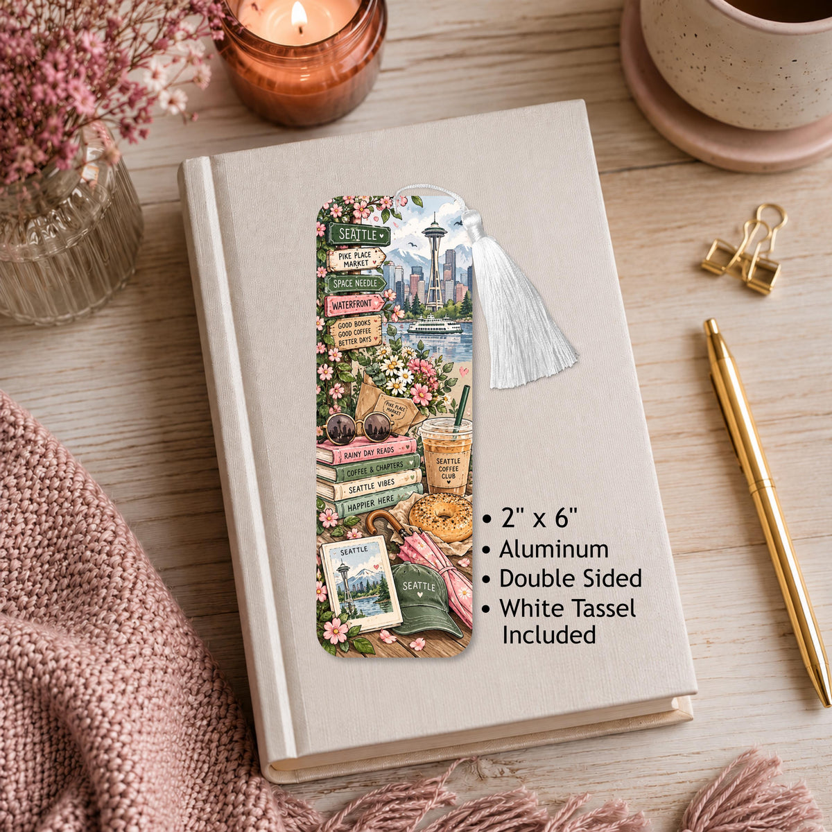 Bookish Seattle Aluminum Bookmark