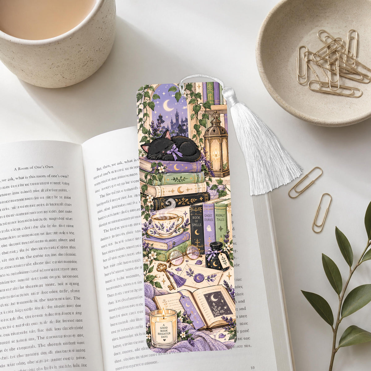 Celestial Black Cat  Aluminum Bookmark
