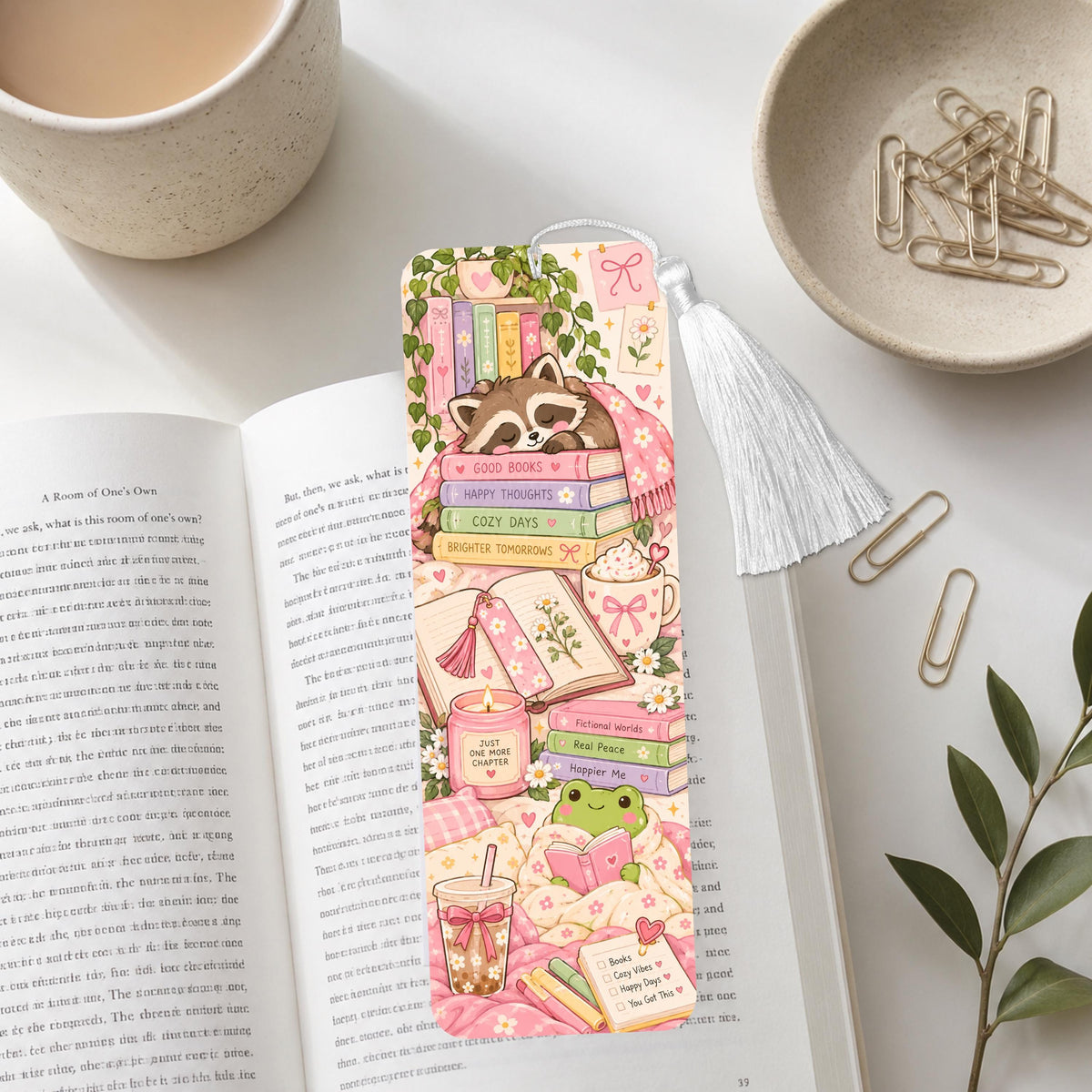 Bookish Frog And Raccoon Aluminum Bookmark