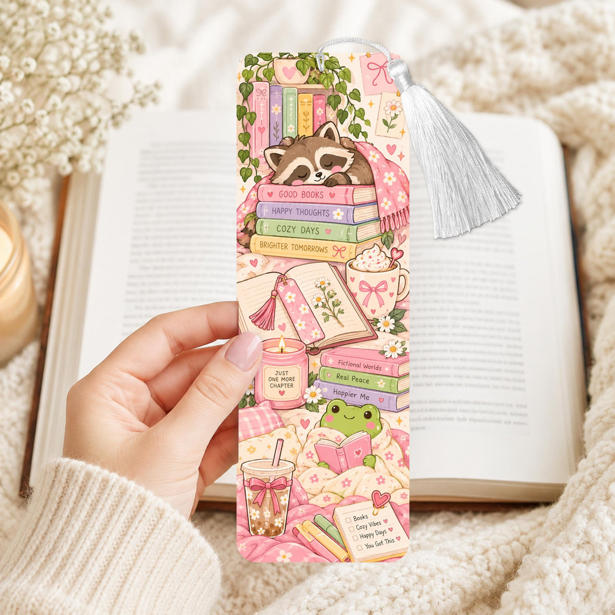Bookish Frog And Raccoon Aluminum Bookmark