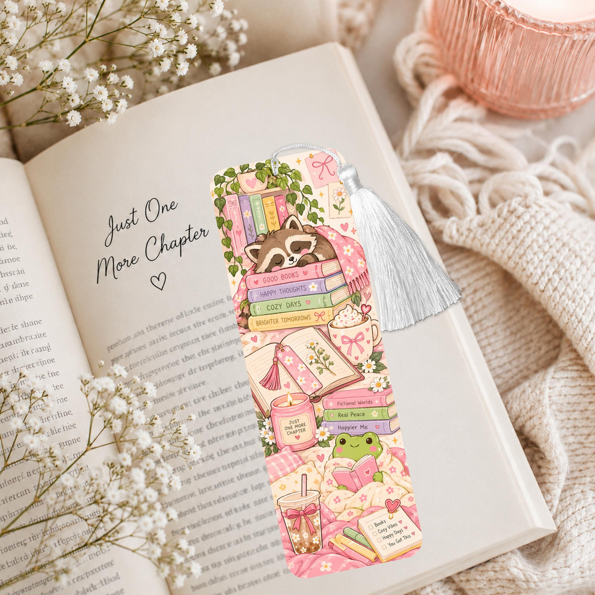 Bookish Frog And Raccoon Aluminum Bookmark