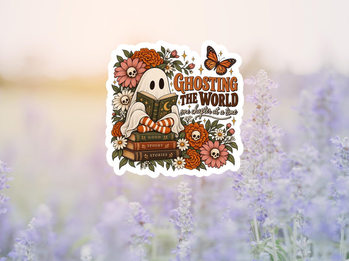 Ghosting The World One Chapter At A Time Ghost Reading Sticker