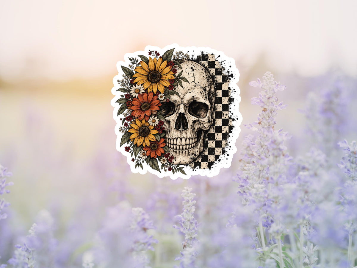 Floral Fall Skull Sticker