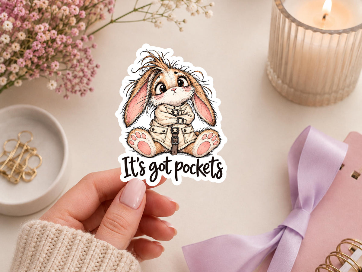 It's Got Pockets Frazzled Bunny Strait Jacket Sticker