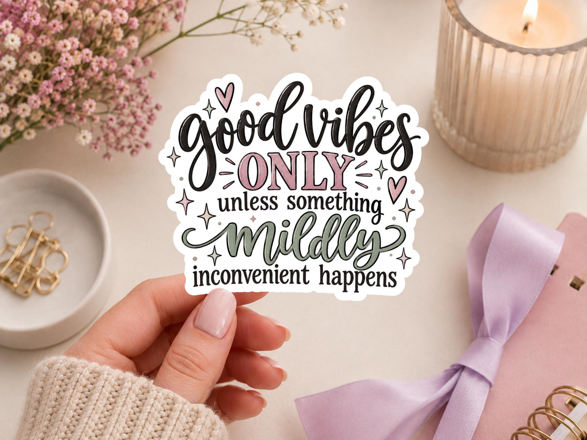 Good Vibes Only Unless Something Mildly Inconvenient Happens Sticker