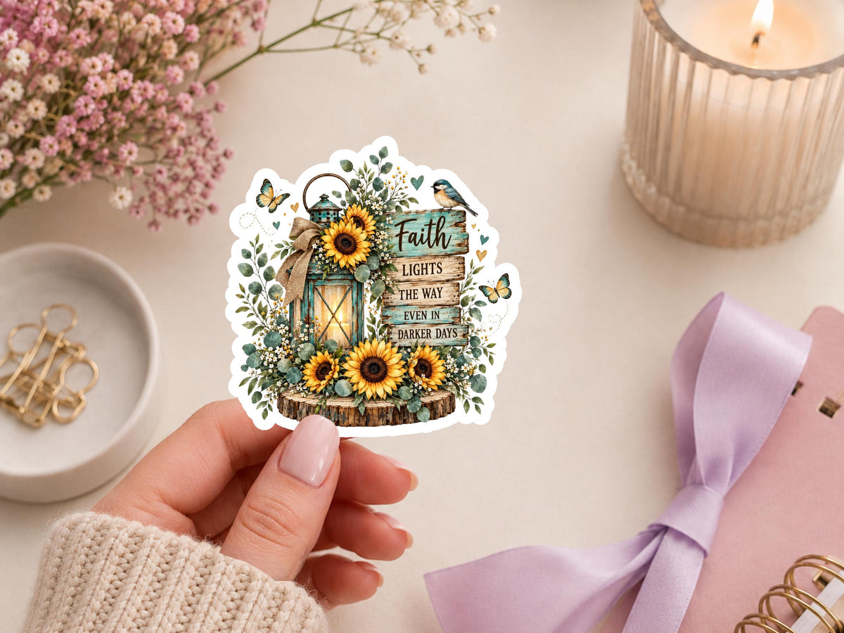 Faith Lights The Way Even In Darker Days Lantern Sticker