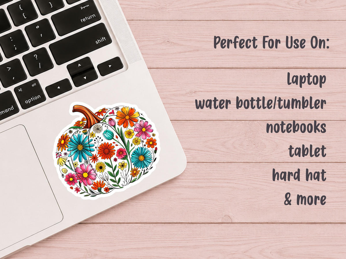 Bright Floral Pumpkin Sticker