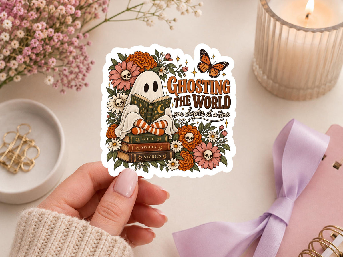 Ghosting The World One Chapter At A Time Ghost Reading Sticker