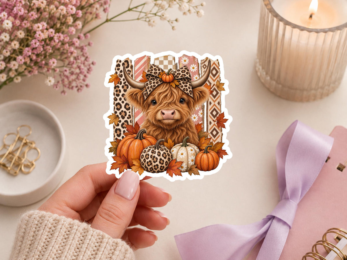 Fall Highland Cow Sticker
